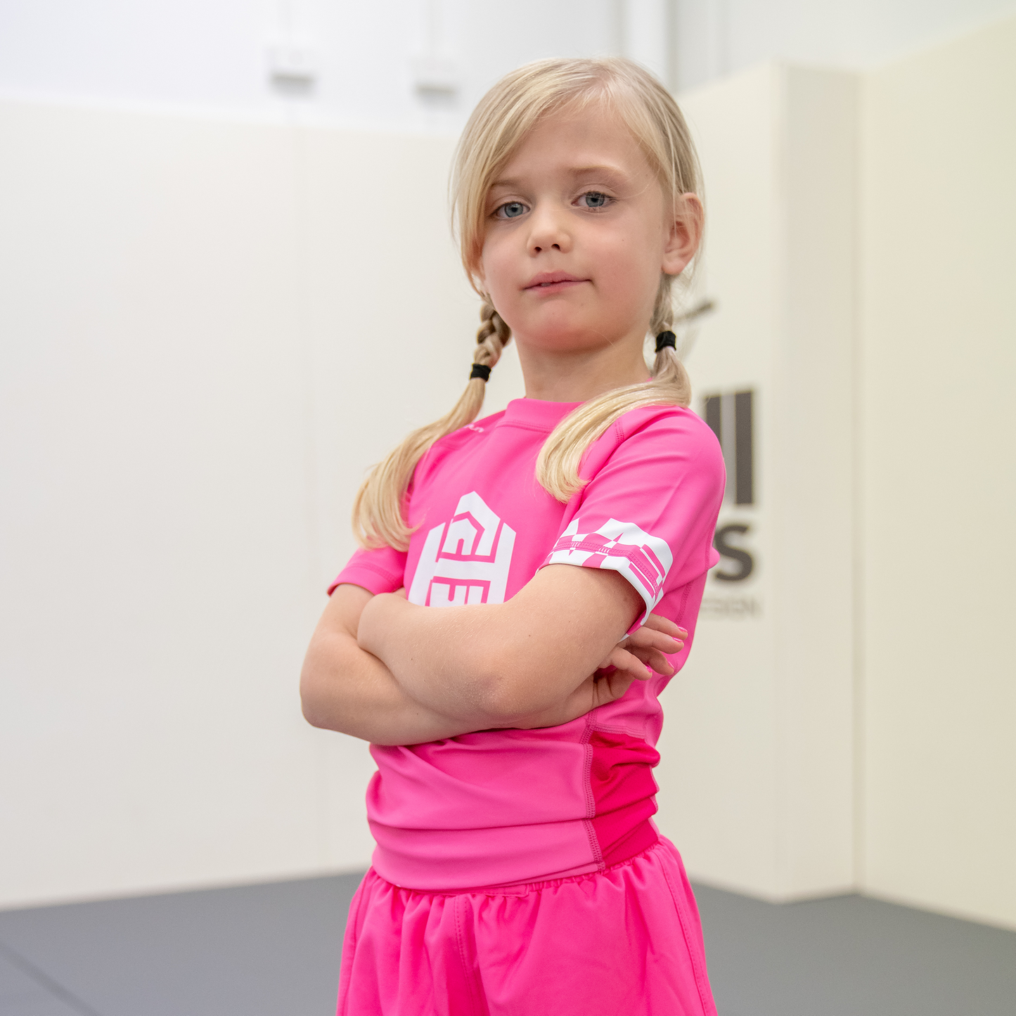 Kids BJJ Shorts - Neon Pink 24