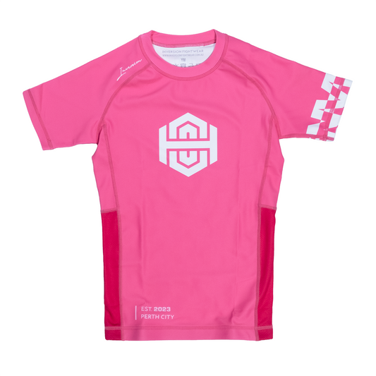 Kids BJJ Rash guard - Neon Pink 24'