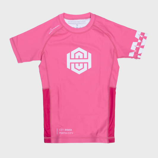 Kids BJJ Rashguard - Neon Pink 24'
