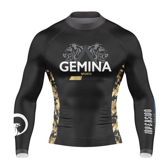 Gemina Sports - Gold Camo Long Sleeve BJJ Rash Guard