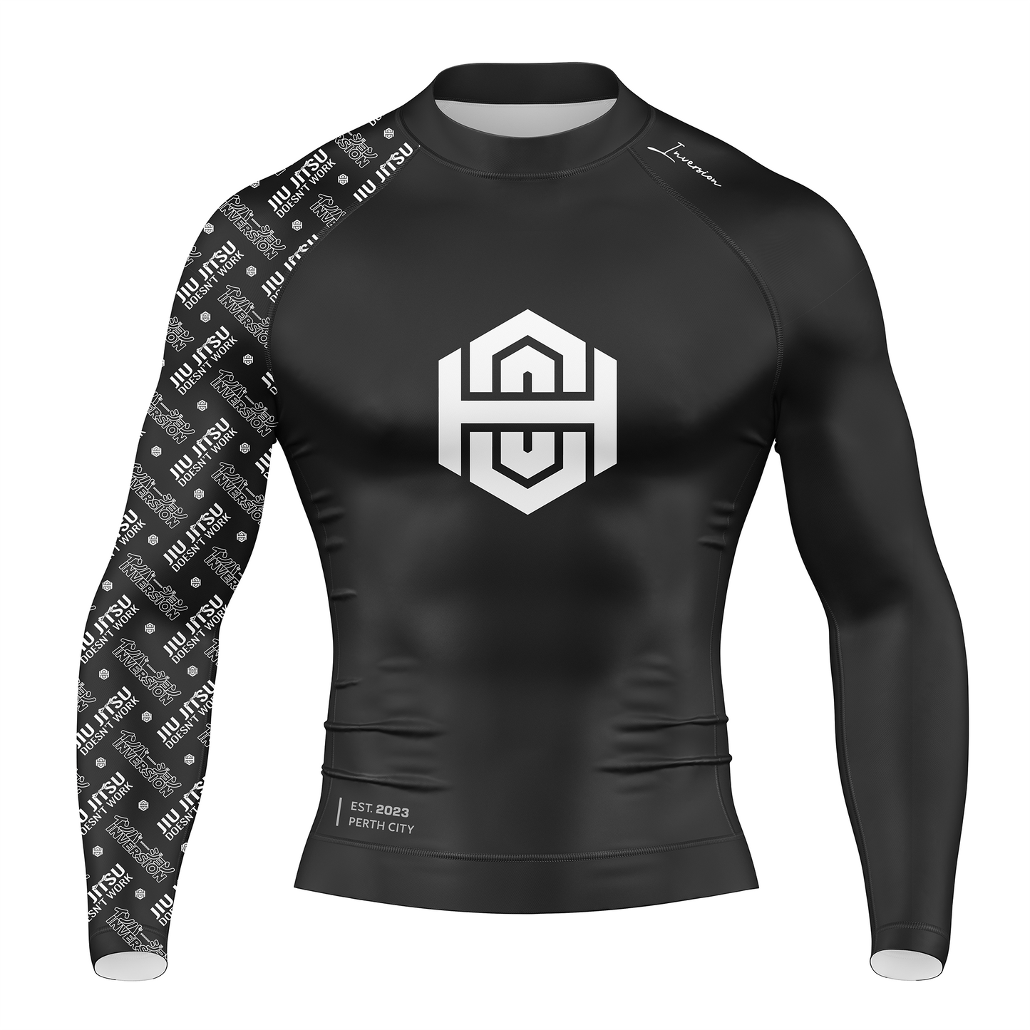 JJDW BLACK SERIES - LS BJJ RASH GUARD - BLACK