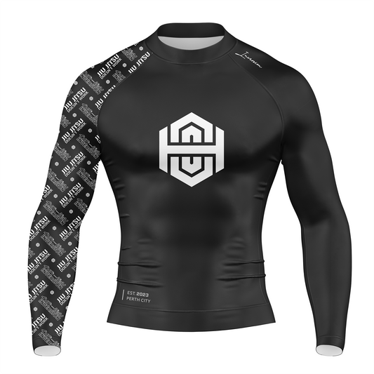 JJDW BLACK SERIES - LS BJJ RASH GUARD - BLACK