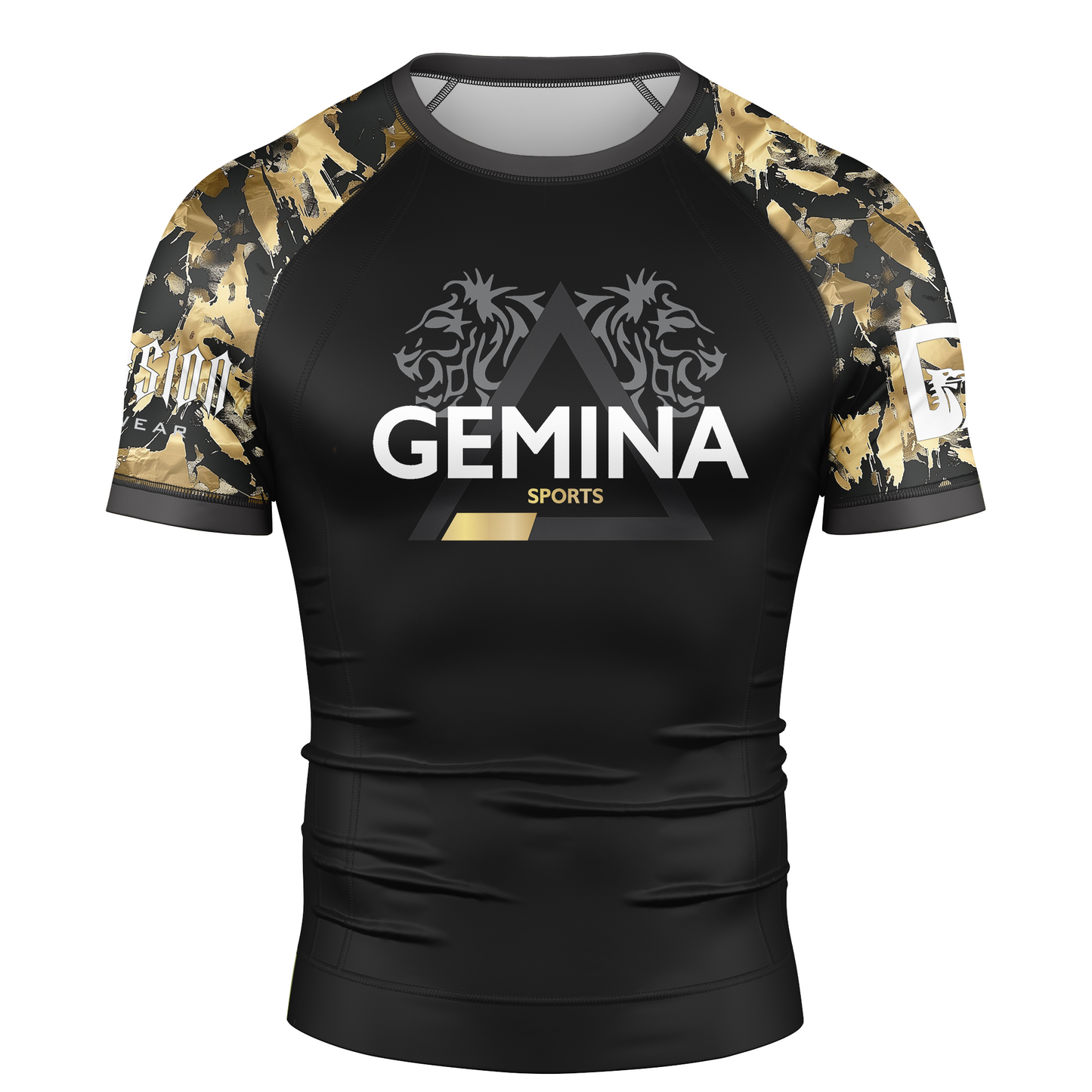 Gemina Sports - Gold Camo Short Sleeve BJJ Rash Guard