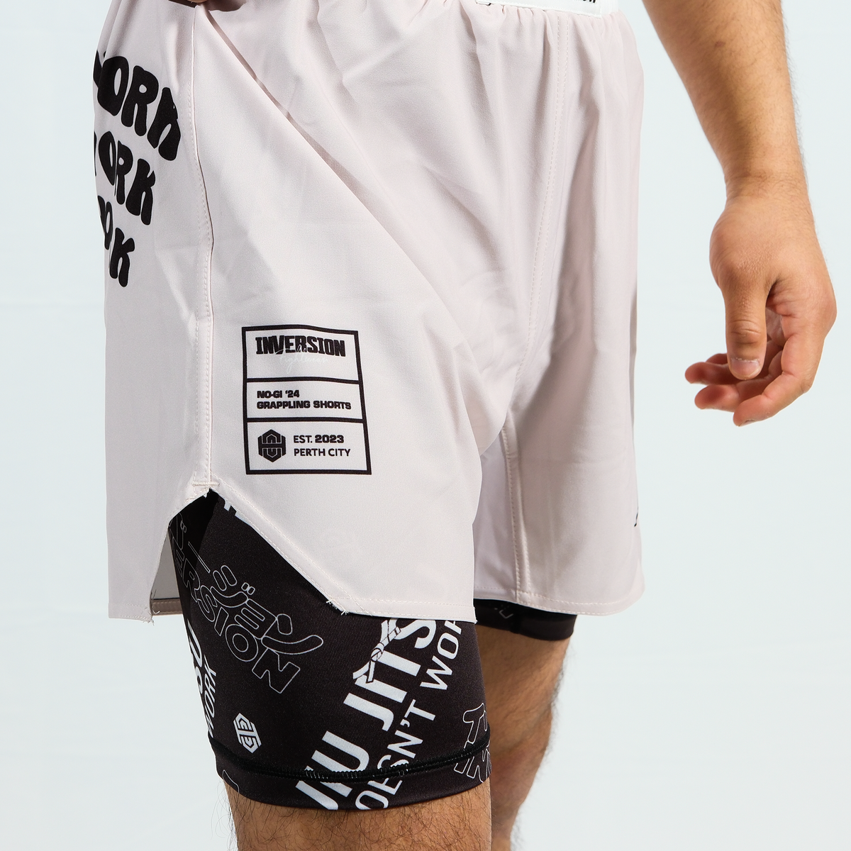 JJDW WHITE SERIES - 2 IN 1 BJJ SHORTS