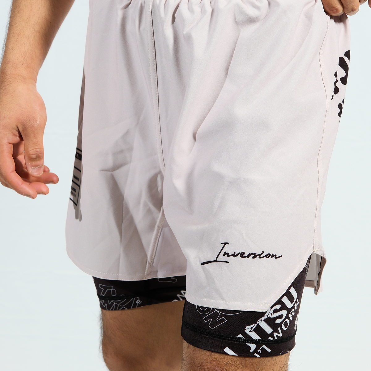 JJDW WHITE SERIES - 2 IN 1 BJJ SHORTS